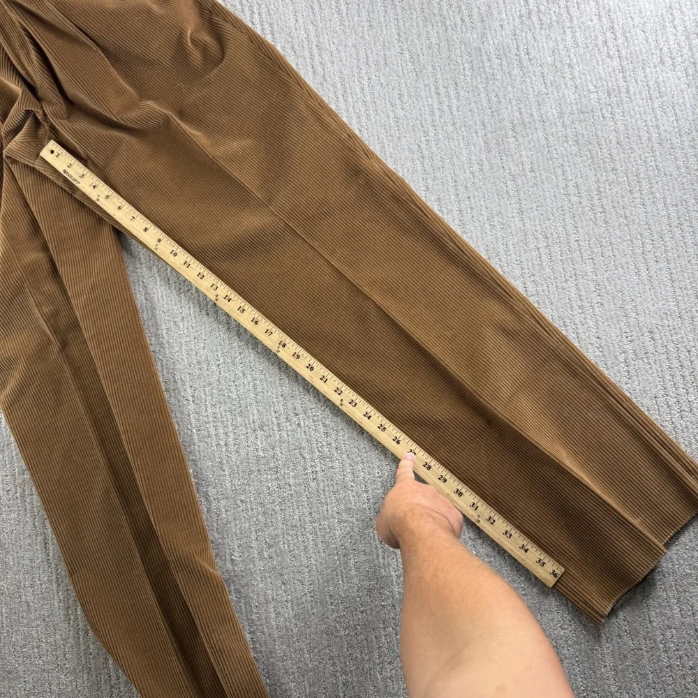 Ermenegildo Zegna Corduroy Pleated Trousers Mens Size 42 Brown Raw Hem